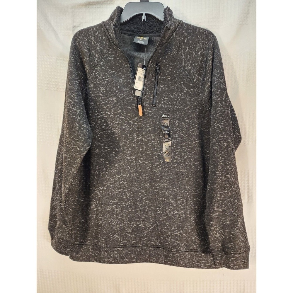 Old River Mens 1/4 Zip Pullover Sweater Black Fleece Mock Neck Small NWT 1708